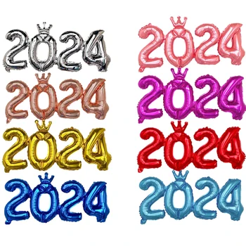 1 készlet 2024-es szám alumínium film léggömb party kellékek óriás szám ballagási parti lufik dekoráció újévi dekoráció