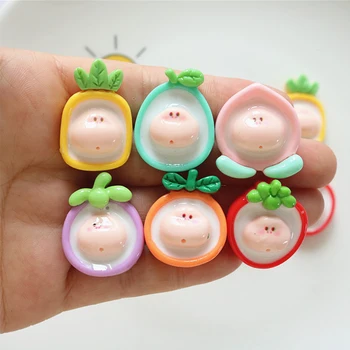 10dbs Fruit Doll Face Series gyanta lapos hátú kabochonok hajtűhöz Scrapbooking DIY ékszerek Kézműves dekorációs kiegészítők