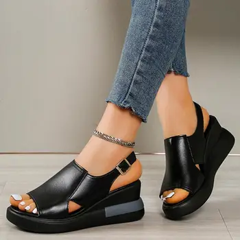2022 Női nyár kint Üres Muffin Platform ék szandál Egysoros flip-flop papucs Plus Size sarkú cipő