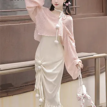 2023 Őszi módosított Hanfu ruha Női új kínai stílusú Daily Sweet Girl felső felfüggesztett ruhakészlettel Hanfu ruha jelmez
