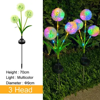 2PCS LED napelemes virággolyó hagyma virággömb fény vékony pitypang fény kültéri kert földi dugó fény dekoráció gyepfény