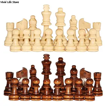 32 db/készlet 2,2 hüvelykes fa sakkfigurák Nemzetközi szó sakkjáték sakkfigura szórakoztató kiegészítők