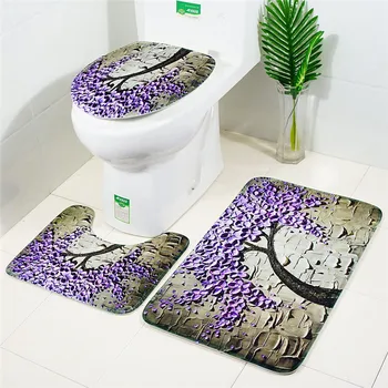 3DB WC padlószőnyeg szett tigris leopárddal Csúszásmentes flanel nyomtatás Fürdőszoba szőnyeg WC-huzat és padlószőnyeg készlet