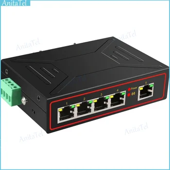 5 portok Ipari fémházas Ethernet switch 10/100Mbps Rj45 jel erősítése Vlan hálózati switch