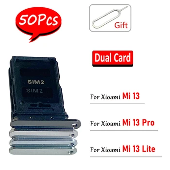 50Pcs, eredeti kettős kártya SIM-kártya tartó tálca Chip nyílás fióktartó adapter adapter aljzat Xiaomi Mi 13 / Mi 13 Pro / Mi 13 Lite készülékhez