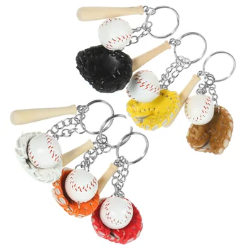 6 db 2cm baseball kulcstartó Három az egyben medál Sport Party ajándék (vegyes világossárga labda) 6db Miss