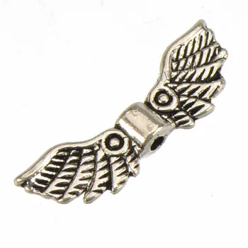 60db Távtartó gyöngy DIY kiegészítők Amulett angyalszárny retro ezüstözött Testreszabhatja a felfüggesztést Kézimunka fém ékszerkészítéshez