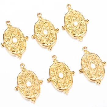 8db/lot rozsdamentes acél ovális virágvarázsok medál arany színű nőknek DIY karkötő nyaklánc stílusos ékszerkészítés kellékek