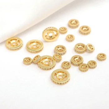 8db Távtartó gyöngyök Sárgaréz kerek strasszok Rondelle arany színek Bevont 6mm 8mm 10mm DIY karkötő megállapítások Kézműves ékszerkészítés