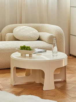 A termék testreszabható. Nordic cream stílusú műanyag kombináció kis dohányzóasztal, kis kör alakú asztal háztartási használatra