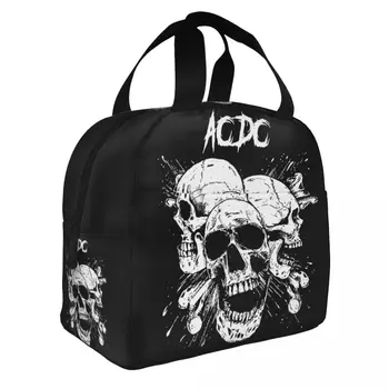 AC DC Heavy Metal zene Szigetelt uzsonnás táskák Termikus táska Ételtároló Koponya Nagy Tote uzsonnás doboz Lány fiú Főiskolai Piknik