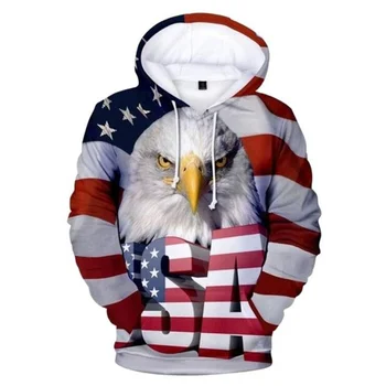 Amerika zászló Szabadság-szobor kapucnis pulóver 3D nyomtatás USA Eagle amerikai embléma grafikus kapucnis pulóverek férfiaknak pulóver kapucnis pulóverek