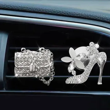 Autó légkondicionáló szellőzőnyílás parfüm klip légfrissítő Autó belső Bling gyémánt korona dekoráció autó aroma diffúzor kiegészítők
