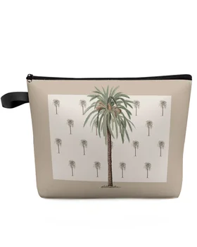 Barna trópusi növény kókuszfa sminktáska tasak utazási kellékek női kozmetikai táskák WC-szervező tároló ceruza tok