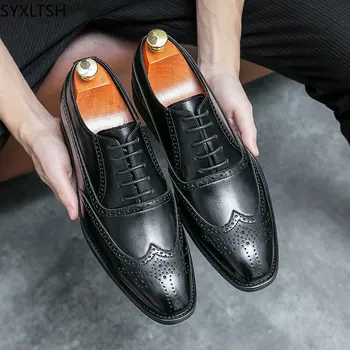 Bőr alkalmi Italiano hivatalos cipő férfiaknak Office 2024 Oxford cipő férfiaknak Üzleti öltöny ruha cipő férfiaknak оксфорды мужские