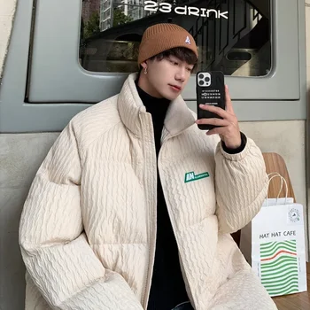 Cotton Jacket férfi téli sűrített divatos márka Koreai pehely pamut kabát páros ruha kenyérkabát Design Sense