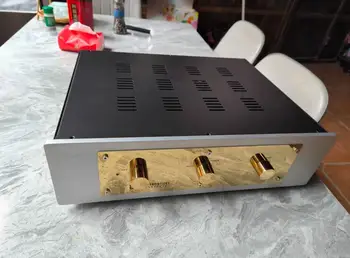 Divat gyönyörű Hifi alumínium panel Vas boday csőerősítő Készülékház Audio előerősítő DIY pajzs doboz 430 * 120 * 330mm