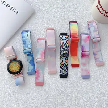 Divatos nyomtatott óraszíj Samsung készülékhez Huawei Smart Watch Nature színes nylon fonott szíj 20mm 22mm csuklópánt festett rajz