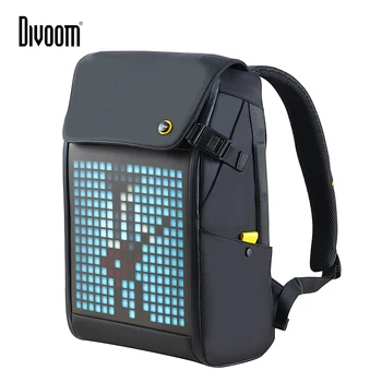 DIVOOM Pixoo M hátizsák férfi 15 hüvelykes vízálló iskolai hátizsák laptop hangszórótáska 16 × 16 RGB LED képernyő utazás fekete