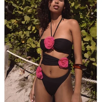 Egyrészes fürdőruha női új bikini 3D háromdimenziós virágos fürdőruha női bikini 2024