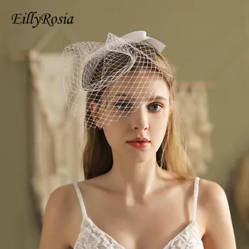 EillyRosia fehér és fekete menyasszonyi rövid arcfátyol nőknek Esküvői parti Vintage Fascinators Haj kiegészítő Madárkalitka Viles Chic