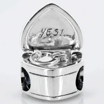 Eredeti szerelmi szív Ígéretünk csillogó eljegyzési gyűrű gyöngyökkel illeszkedik 925 Sterling ezüst charm karkötő DIY ékszerek