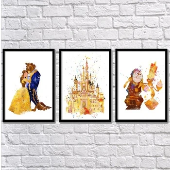 Falfestmények Disney moduláris festmények Szépség és a szörnyeteg képek HD nyomatok Home Castle poszter vászon Nappali dekoráció