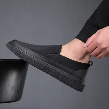 férfi alkalmi vászoncipő csúszik lusta cipő lélegző nyári naplopók lapos papucs fekete trend platform tornacipők férfi lábbeli