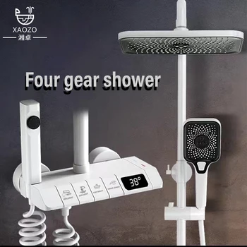 Fürdőszoba Szürke/Fekete Háztartás Intelligens digitális kijelző Meleg és hideg billentyű Zongora stílusú csaptelep Zuhany szett Zuhanyszett Booster