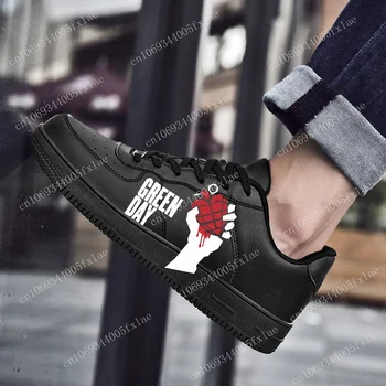 Green Day AF Kosárlabda Férfi Női Sport Futás Kiváló minőségű lakások Force Sneakers Fűzős Háló Testreszabott Made Shoe Black