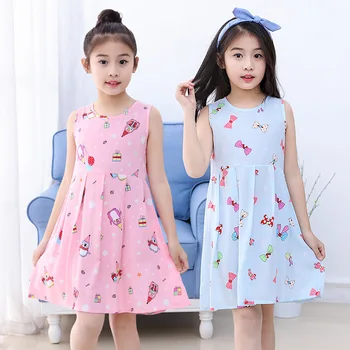 Gyermek nyári ruhák 2019 Új gyerekeknek'Nyári pamut ruhák Baba hangulatos ruhák Gyermek hercegnő ruhák