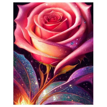 Gyémántfestés DIY elvarázsolt kozmikus rózsa fúró hímzés Virágkereszt öltéskészlet Gyémánt mozaik strassz kép Kézzel készített