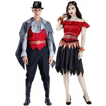 Halloween jelmezek Vámpír párok jelmez Középkori vámpírnő Cosplay Karneváli party Fancy Dress Up férfiaknak és nőknek