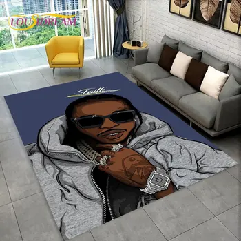 Hip Hop Art Rapper Legend Star Area szőnyeg,Szőnyeg otthoni nappalihoz Gyerekhálószoba kanapé lábtörlő dekoráció,csúszásmentes padlószőnyeg