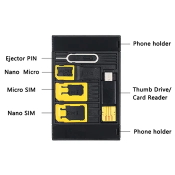 Hitelkártya méretű vékony SIM-adapter készlet TF kártyaolvasóval és SIM-kártyatálca kiadó tűvel SIM-kártyatartó iPhone-hoz Huawei Xiaomi