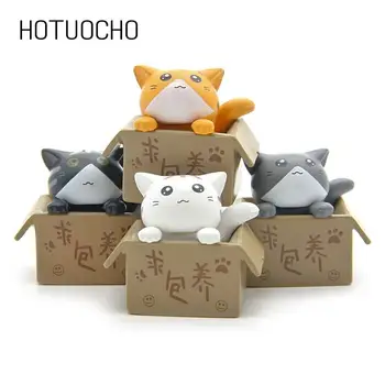 Hotuocho 4db Aranyos macska miniatűr díszkert dísz Ajándék kézműves gyerekeknek Barátok Lakberendezés kiegészítők Miniatűr figurák