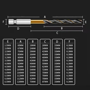 HSS fúrószár adapter alkatrész titán bevonatú 1Db 6,35 mm-es szárú gyorsacél Hosszabb élettartamú csere 1,5-6,5 mm