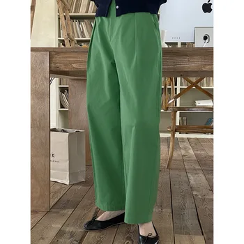 Hárem nadrág pamut 2024 Új tavaszi nyári ifjúsági sorozat Pantalones Mujer női nadrág magas derékú nadrág zöld