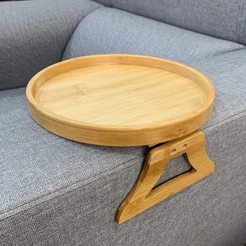 Kanapétálca Asztal Kartámasz Csíptetős tálca Természetes bambusz kanapétálca Praktikus TV snack tálca Távirányítóhoz Kávé snackek