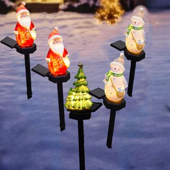Karácsonyi fények Napelemes LED fény Mikulás hóember kültéri vízálló napelemes gyanta Kert tájkép gyep cövek lámpa dekoráció