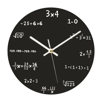 kerek matematikai falióra 30x30cm nagy matematikai képletek óra függő óra fekete otthoni hálószoba dekoratív dísz
