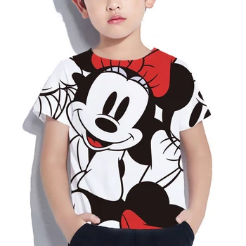 Kids Boys pólók Baby Cute Mickey egér felsők Gyermek rövid ujjú utcai ruházat 3-12 éves Harajuku fiú lány pólók Disney