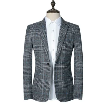 Kiváló minőségű Blazer férfi brit stílusú üzleti alkalmi prémium egyszerű elegáns divatinterjú munka úriember öltönykabát