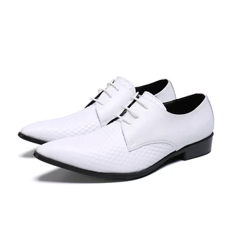 klasszikus fűzős egyszínű irodai cipő Szabadidő Nagy méret Hegyes orrú Oxfords cipők Olasz férfi Valódi bőr brogue cipők