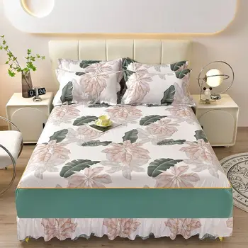 koreai pásztori virágmintás ágyszoknya, lepedő, egyrészes matracvédőhuzat, ágynemű, ágyszoknya, párnahuzat
