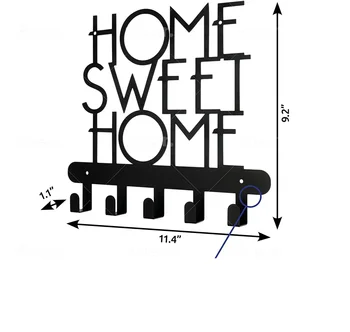 Kulcstartó falhoz, Home Sweet Home Sign 5 akasztó, dekoratív kulcsrendező kabáttartó falra szerelhető törölközőtartó falra szerelhető