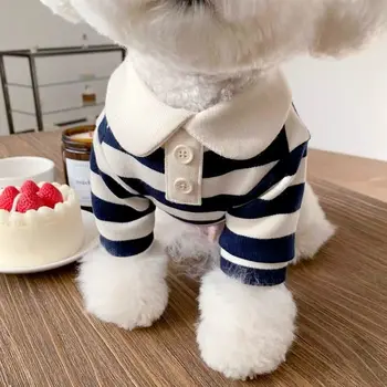 Kutya ruhák Schnauzer Teddy York Shire póló nyári ruha csíkos kisállat póló kutya jelmez puha pulóver kutya kölyök számára