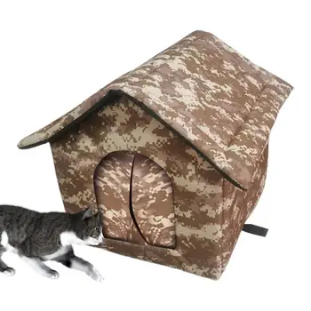 Kültéri macskaház Vad szigetelt macskaágyak télen Macskafészek sátor időjárásálló meleg macskaház ajtóval Tartós kisállat-kellékek