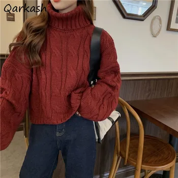 Laza pulóverek Divat Minden mérkőzés Koreai stílusú garbó Szabadidő Jacquard Népszerű utcai ruházat Hosszú ujjú pulóverek Kényelmes