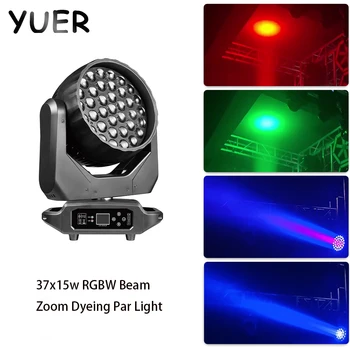 LED 37x15w RGBW Beam Zoom Par Move Head Dyeing Effect DMX vezérlőfény koncertbárhoz Éjszakai bálterem Disco dekoráció világítás